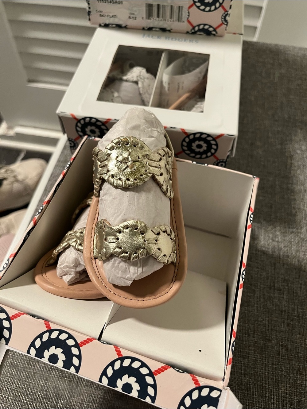 Jack Rogers Metallic Gold and Nude Baby Walker Sandals